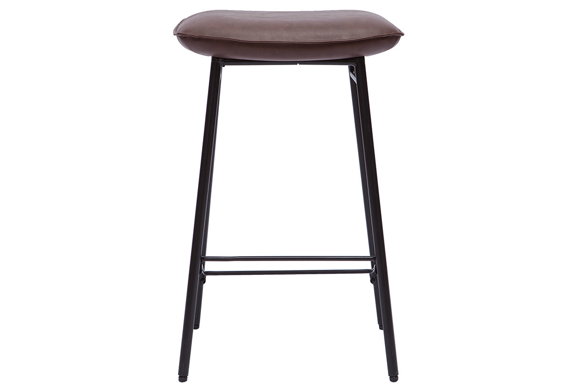 Tabourets de bar industriel marron fonc (lot de 2) DORY