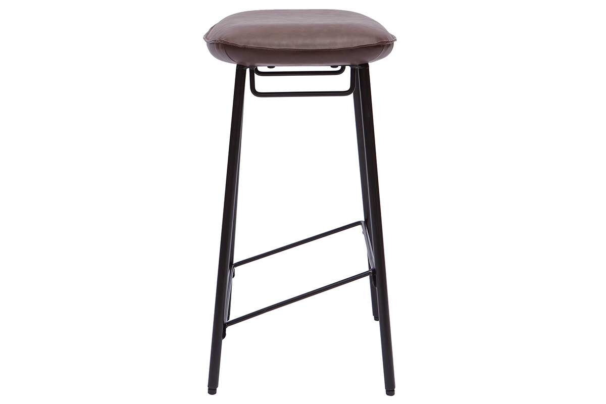 Tabourets de bar industriel marron fonc (lot de 2) DORY