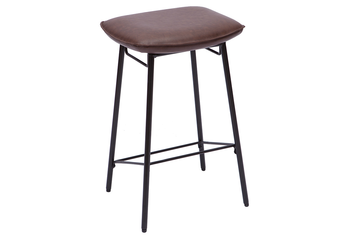 Tabourets de bar industriel marron fonc (lot de 2) DORY