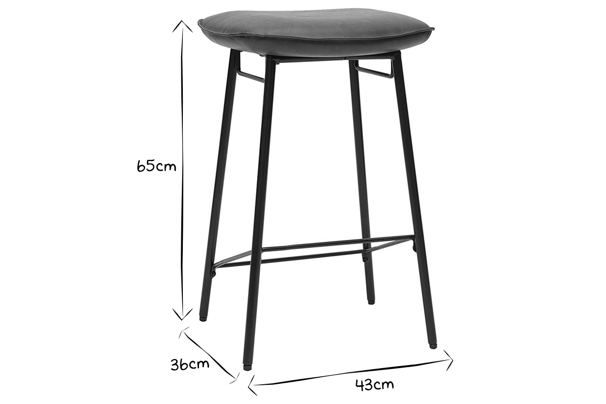 Tabourets de bar industriel marron fonc (lot de 2) DORY