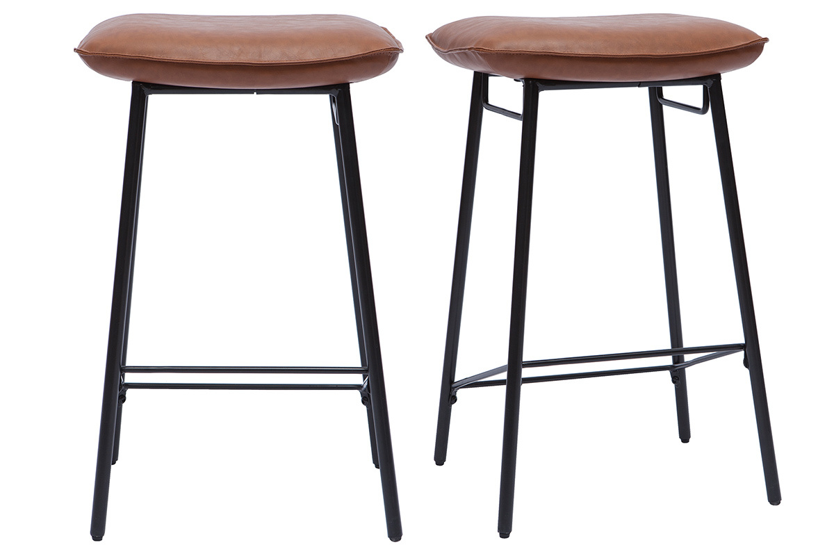 Tabourets de bar industriels marron (lot de 2) DORY