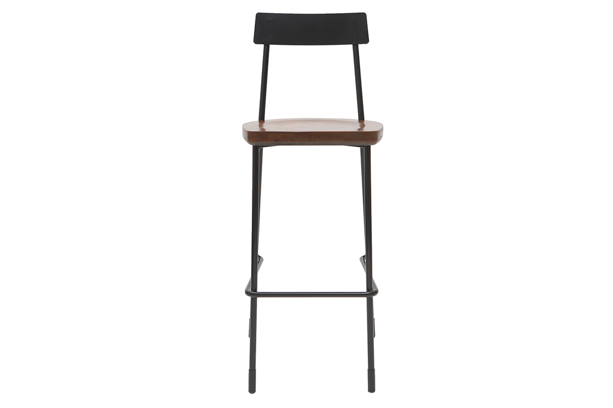 Tabourets de bar industriels mtal et bois 75 cm (lot de 2) OUDIN