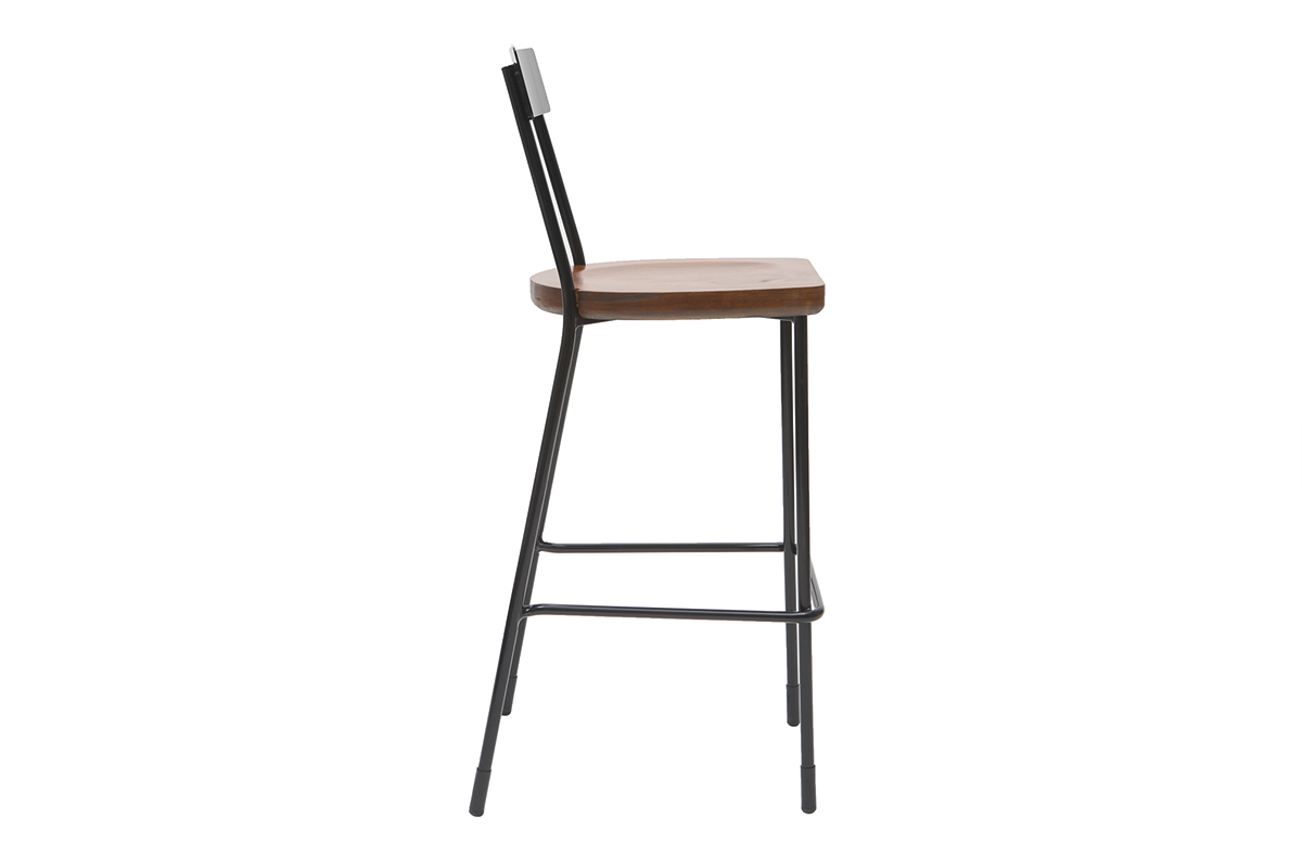 Tabourets de bar industriels mtal et bois 75 cm (lot de 2) OUDIN
