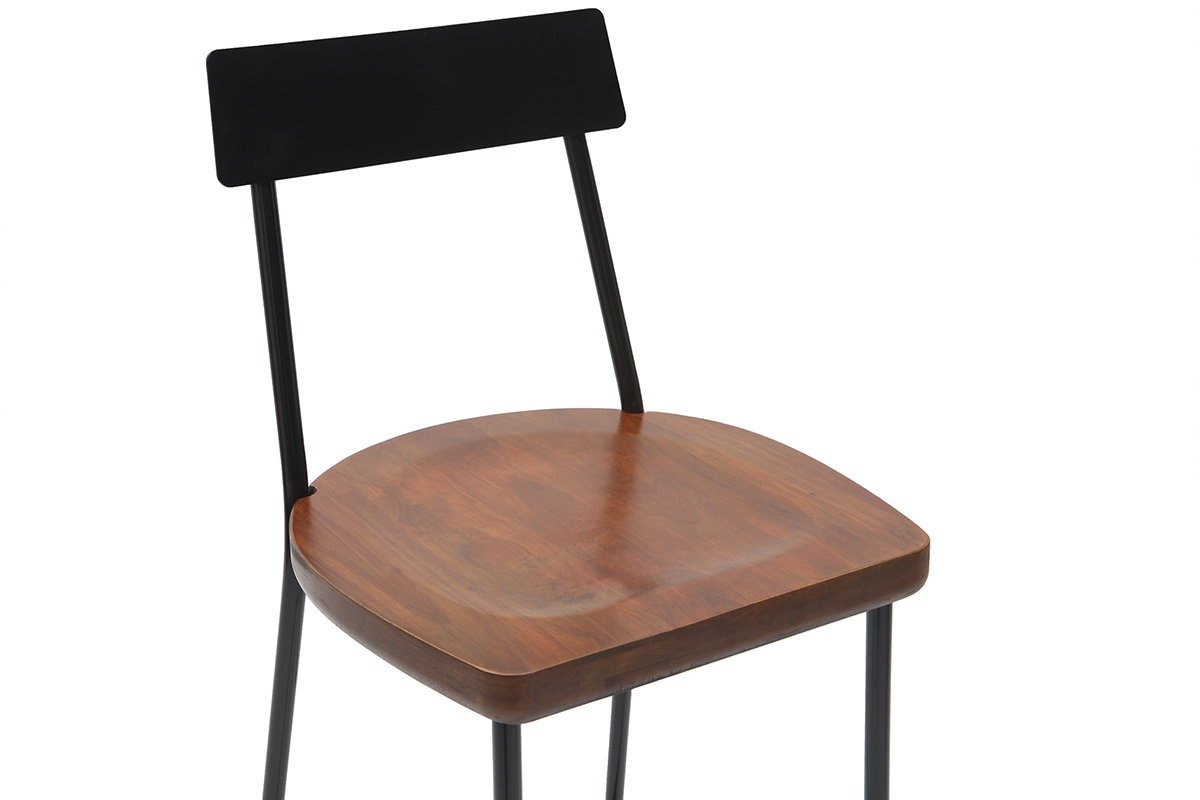 Tabourets de bar industriels mtal et bois 75 cm (lot de 2) OUDIN