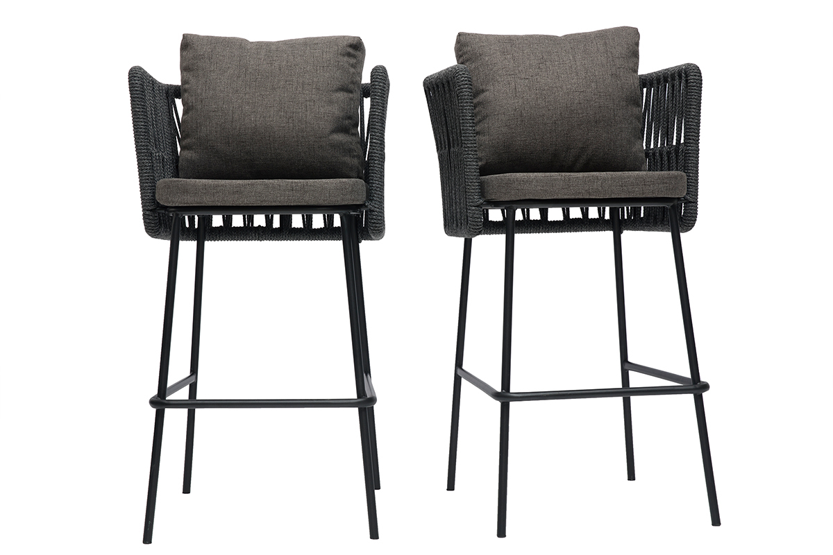 Tabourets de bar intrieur/exterieur tresss gris 76 cm (lot de 2) NALA