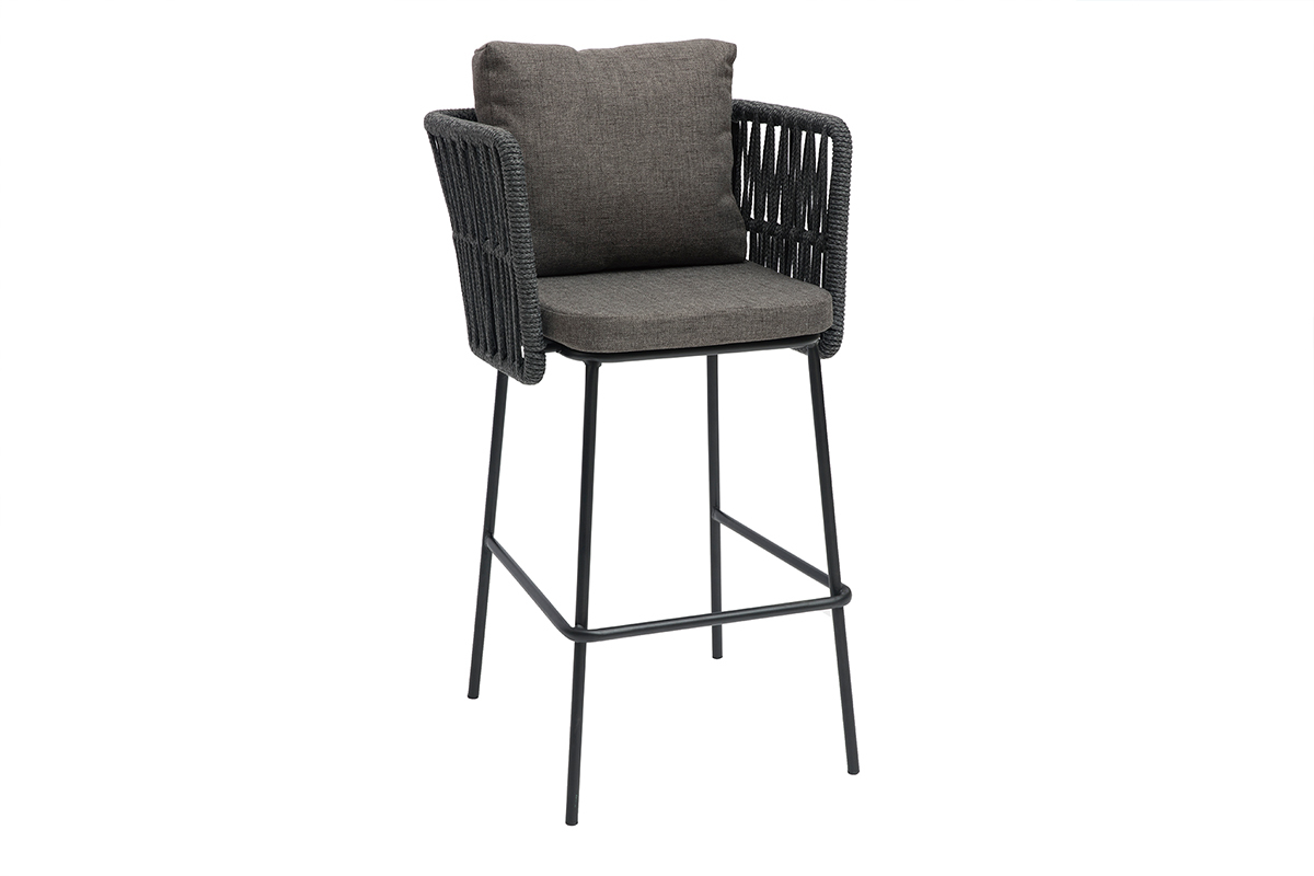 Tabourets de bar intrieur/exterieur tresss gris 76 cm (lot de 2) NALA