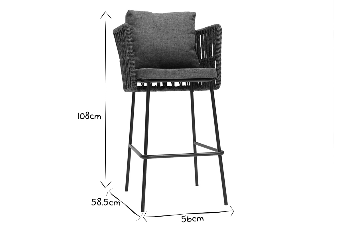 Tabourets de bar intrieur/exterieur tresss gris 76 cm (lot de 2) NALA