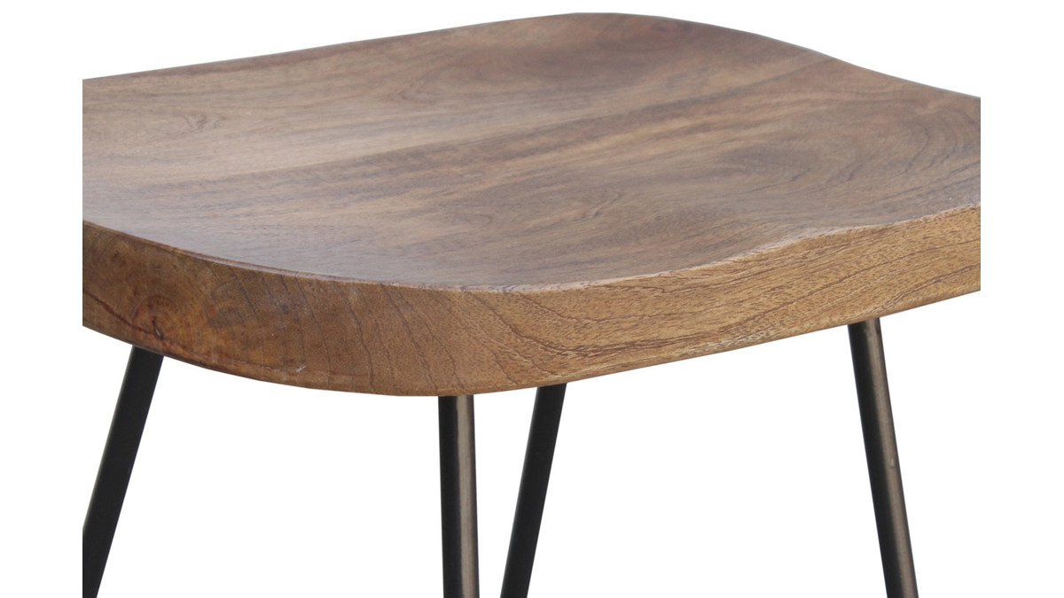 Tabourets de bar manguier massif et mtal 65 cm (lot de 2) RUNKO