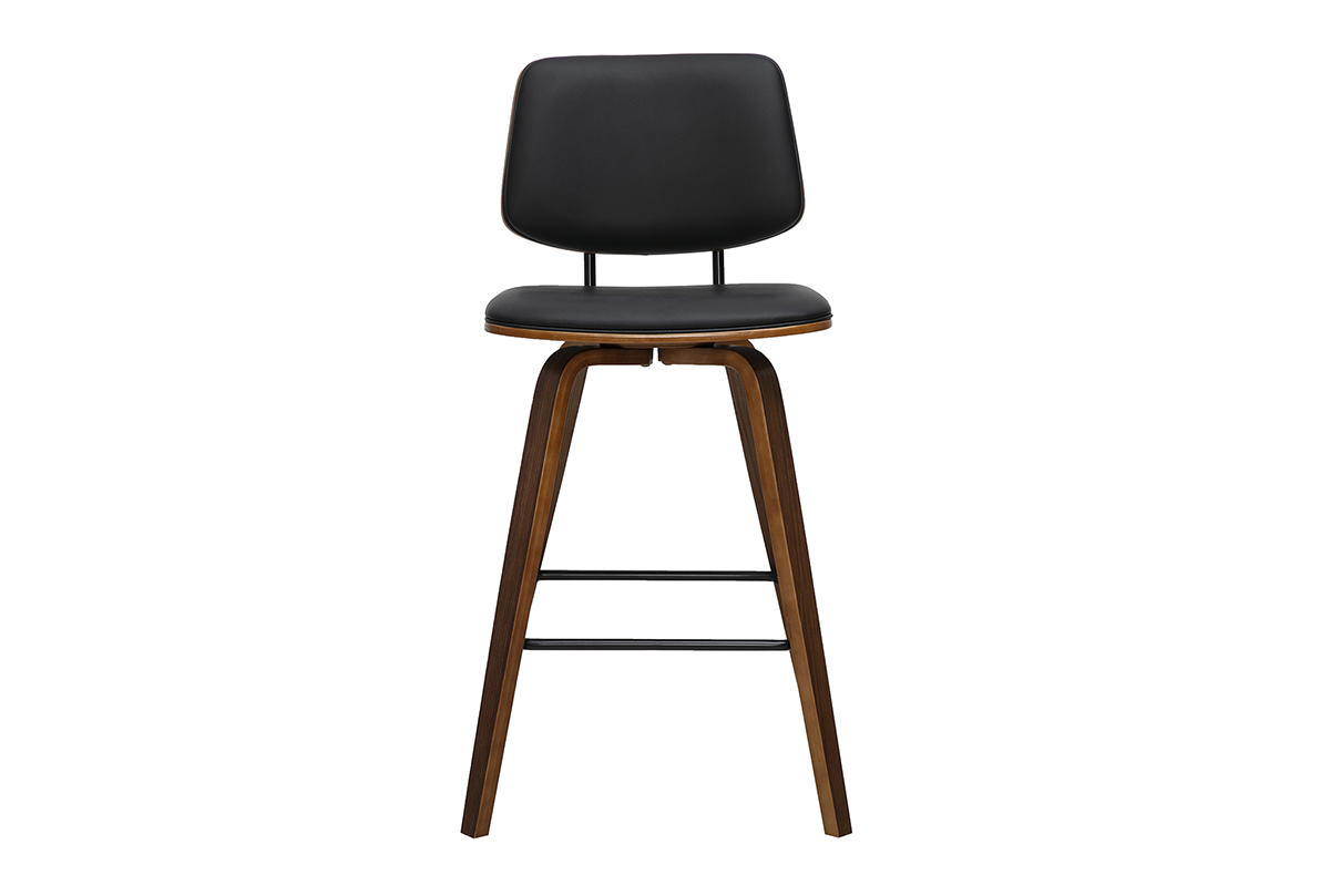 Tabourets de bar noirs et bois fonc� H66 cm (lot de 2) SEGUR
