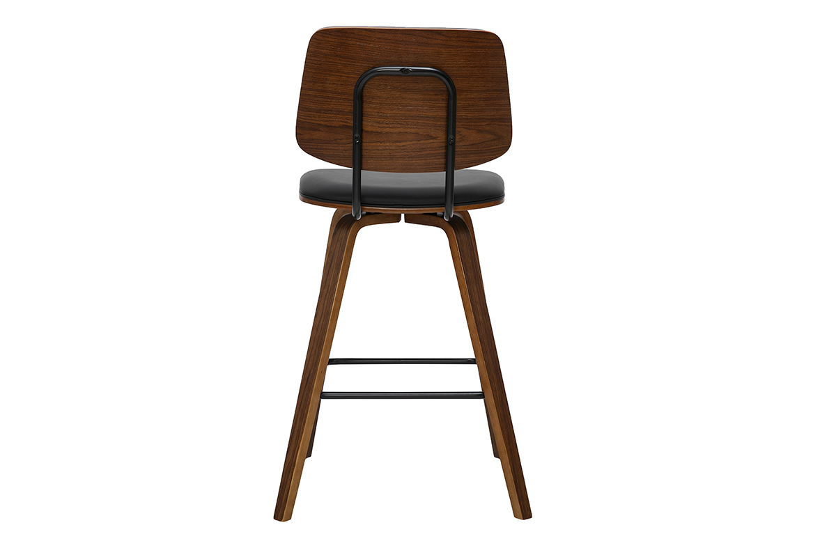 Tabourets de bar noirs et bois fonc� H66 cm (lot de 2) SEGUR