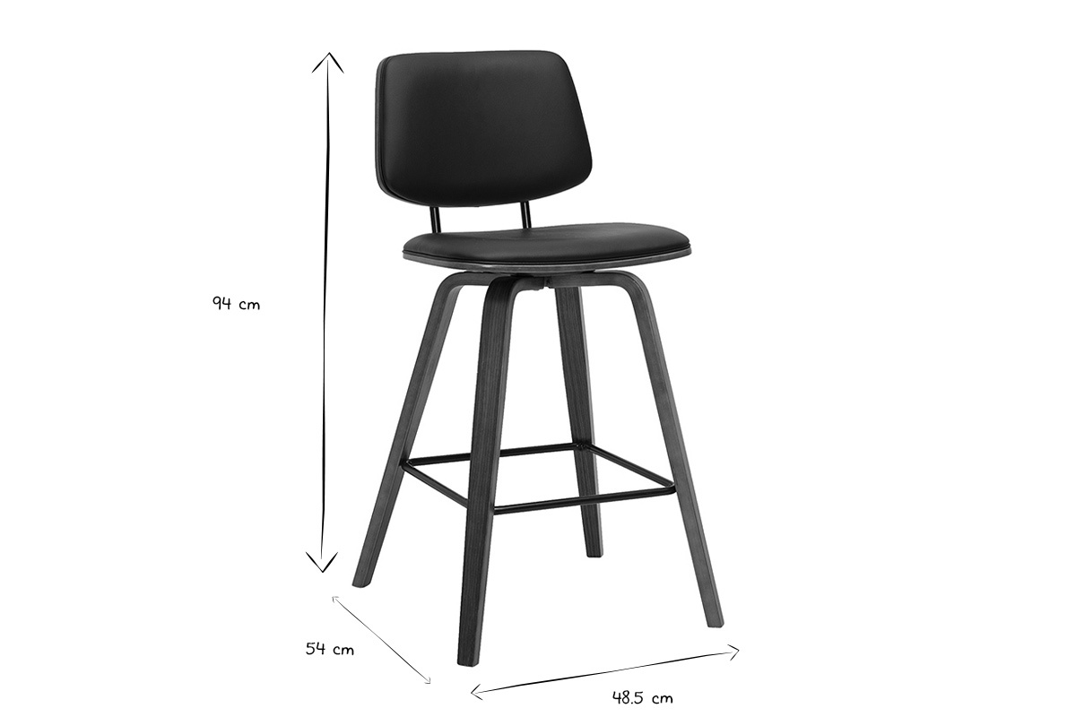 Tabourets de bar noirs et bois fonc� H66 cm (lot de 2) SEGUR