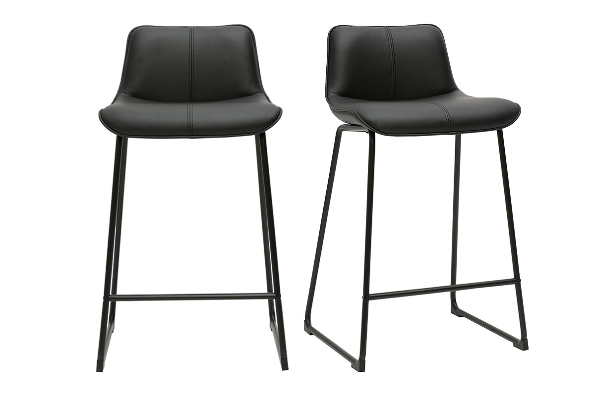 Tabourets de bar noirs et mtal H65 cm (lot de 2) BOOST
