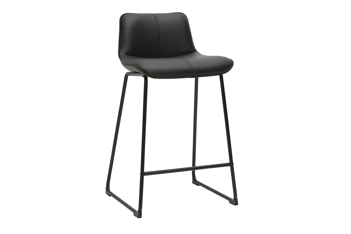 Tabourets de bar noirs et mtal H65 cm (lot de 2) BOOST