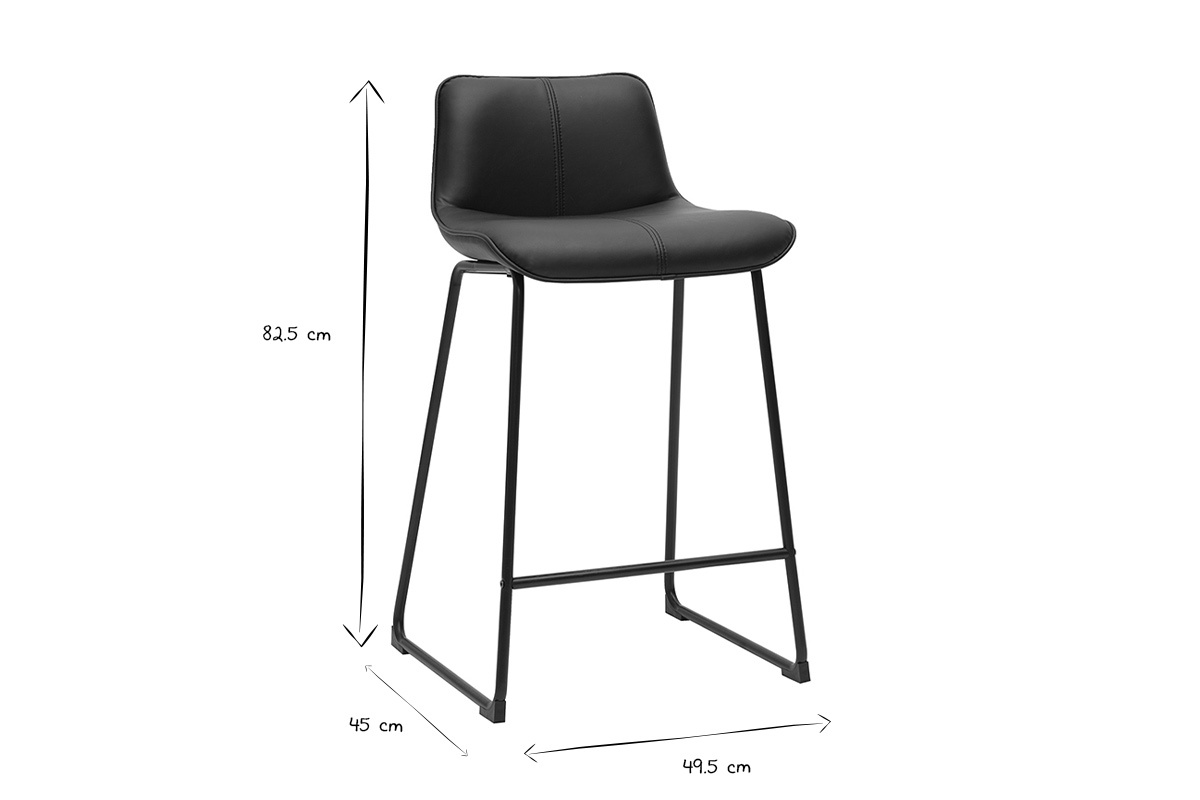 Tabourets de bar noirs et mtal H65 cm (lot de 2) BOOST