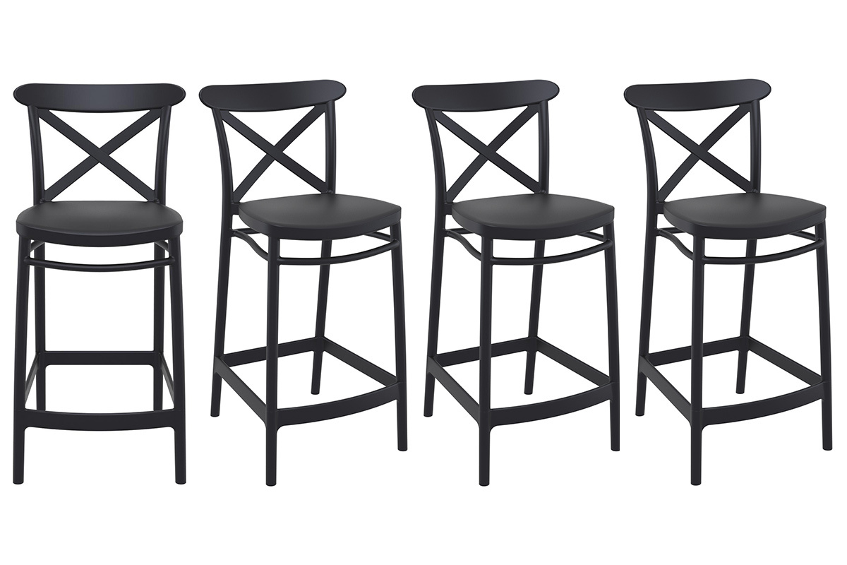 Tabourets de bar noirs H65 cm intrieur / extrieur (lot de 4) GERMAIN