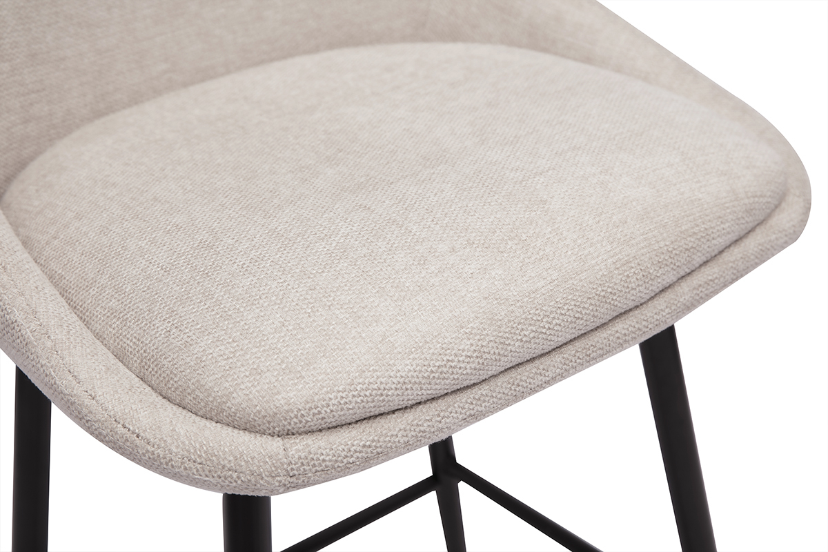 Tabourets de bar pivotants 360 en tissu effet velours textur beige et mtal H66 cm (lot de 2) ALESS