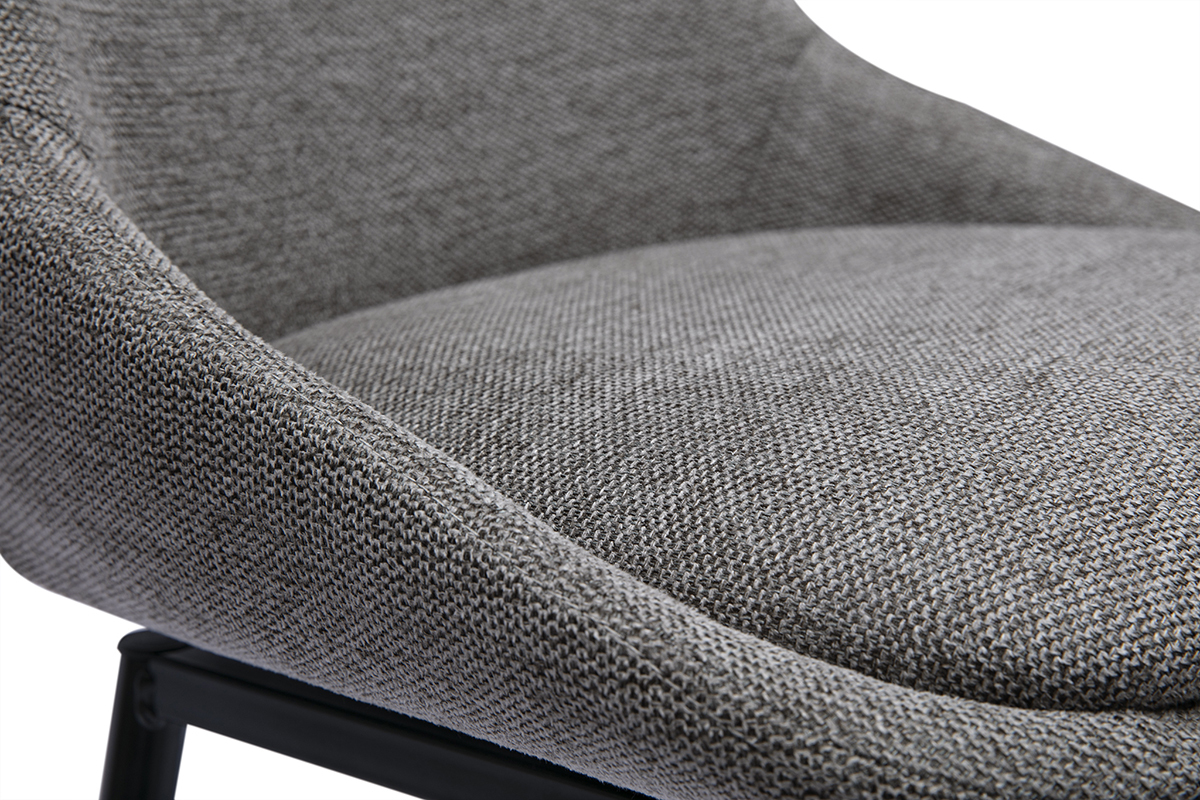 Tabourets de bar pivotants 360 en tissu effet velours textur gris et mtal H66 cm (lot de 2) ALESS