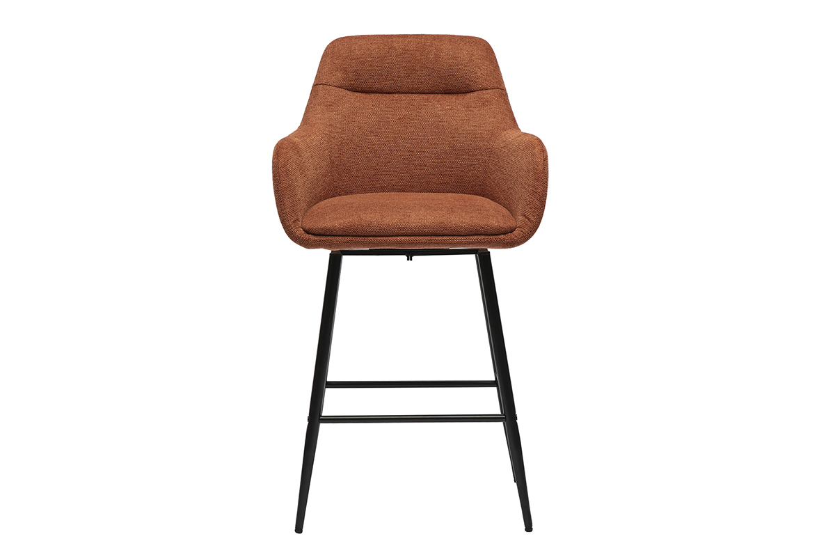 Tabourets de bar pivotants 360 en tissu effet velours textur terre brle et mtal H65.5 cm (lot de 2) ALESS