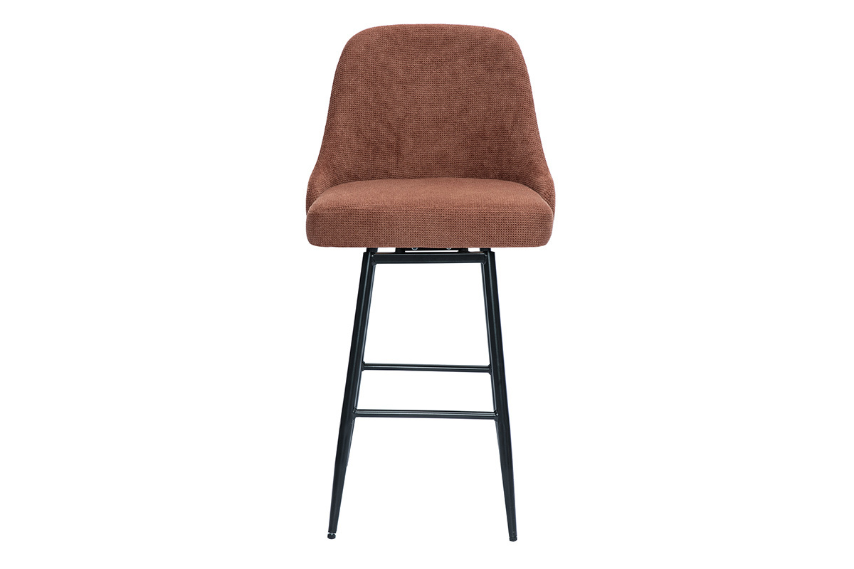 Tabourets de bar pivotants 360 en tissu effet velours textur terre brle et mtal H66 cm (lot de 2) HASTA
