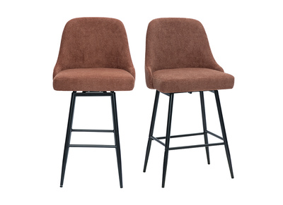 Tabourets de bar pivotants 360° en tissu effet velours texturé terre brûlée et métal H66 cm (lot de 2) HASTA