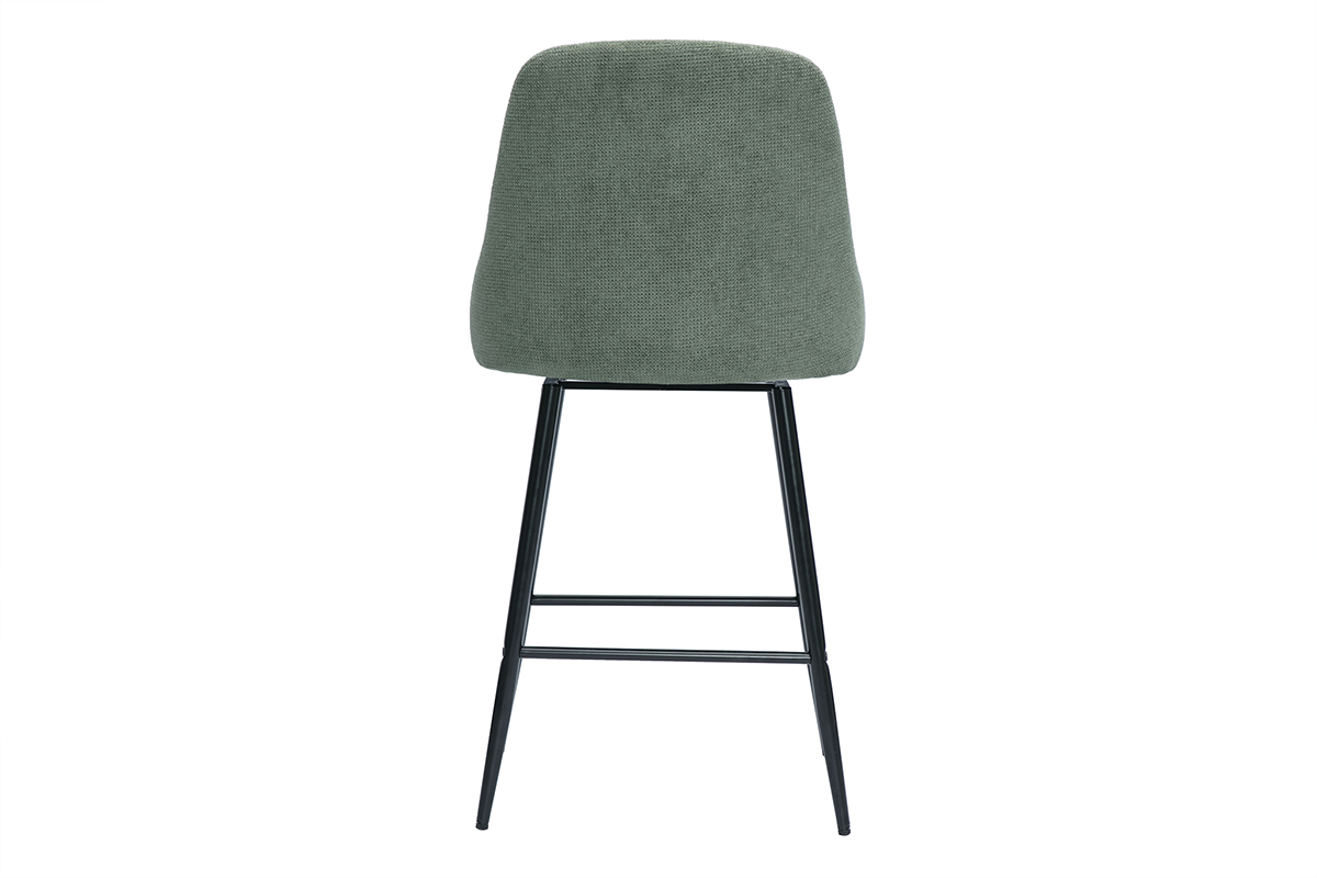 Tabourets de bar pivotants 360 en tissu effet velours textur vert kaki et mtal H66 cm (lot de 2) HASTA