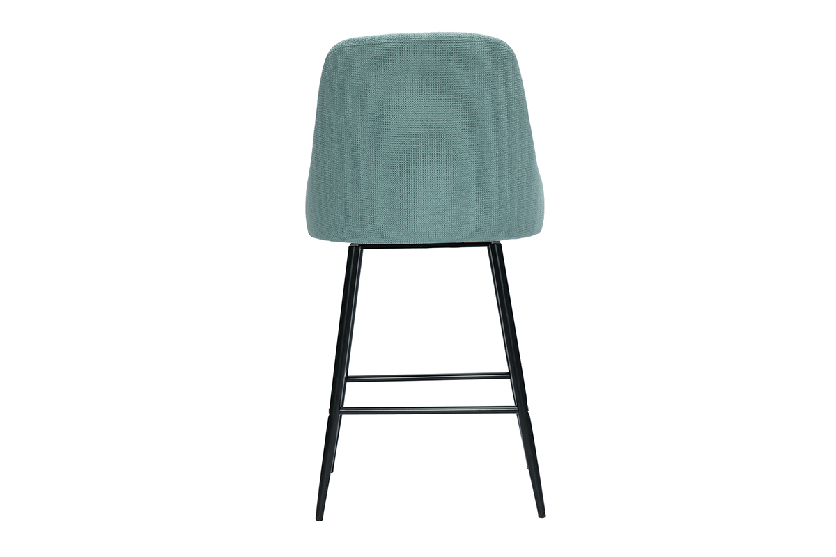 Tabourets de bar pivotants 360� en tissu chenille vert c�ladon et m�tal H66 cm (lot de 2) HASTA