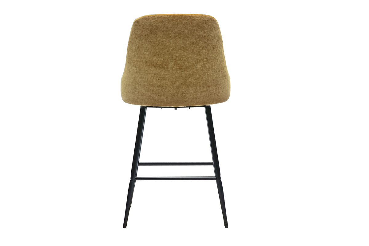 Tabourets de bar pivotants 360� en tissu effet velours jaune curry et m�tal H66 cm (lot de 2) HASTA