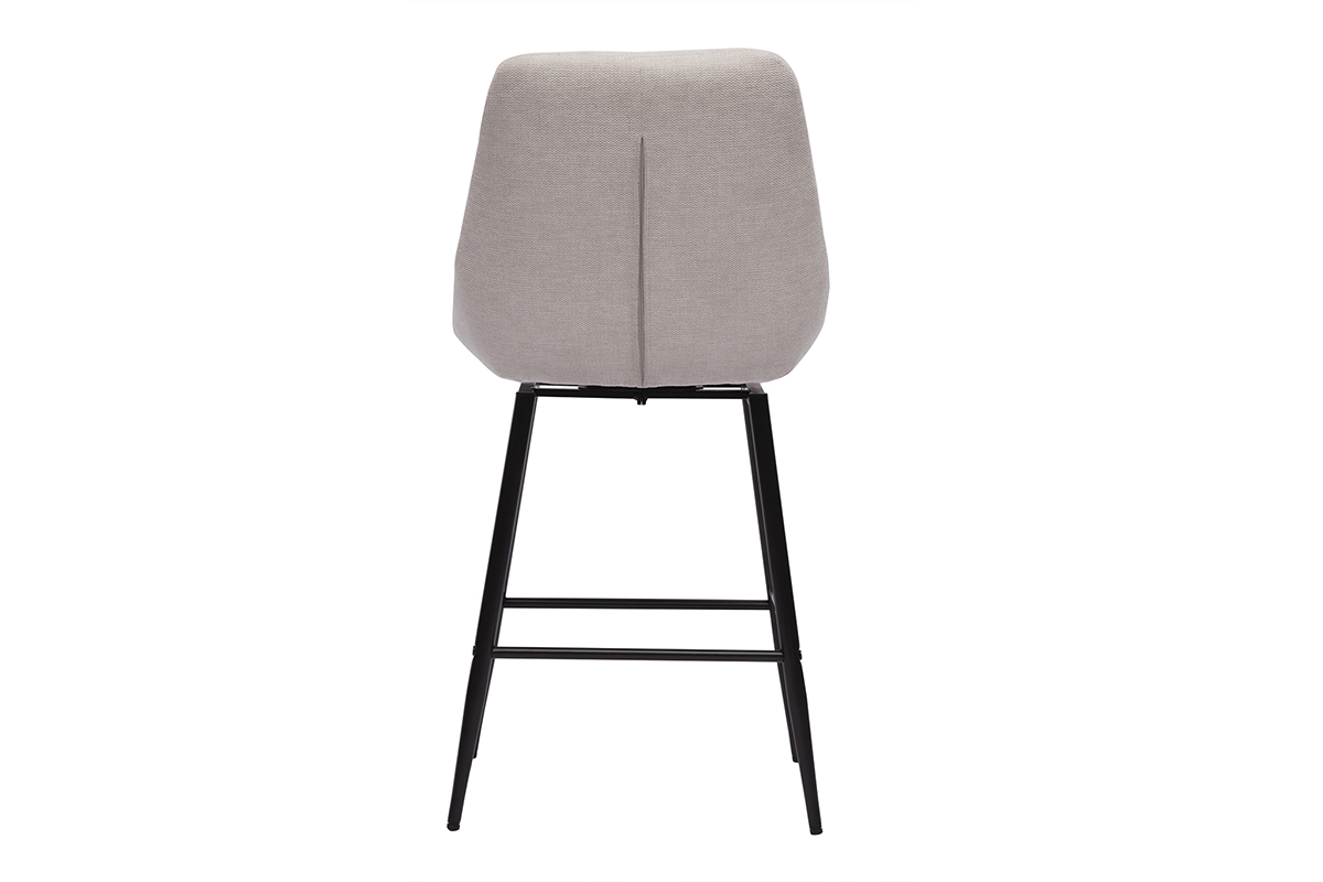 Tabourets de bar pivotants 360� en tissu effet velours textur� beige et m�tal H66 cm (lot de 2) ALESS