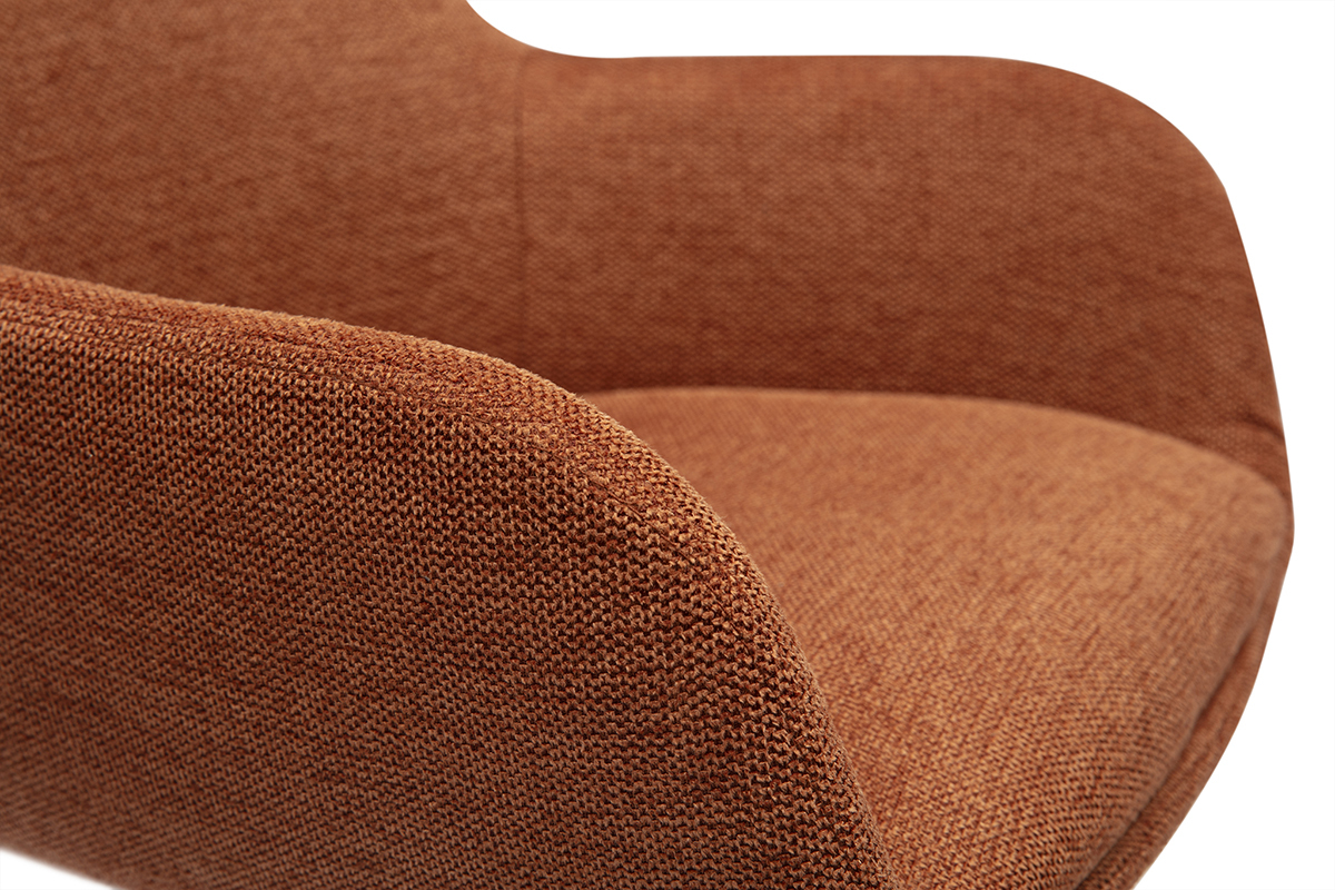 Tabourets de bar pivotants 360� en tissu effet velours textur� terre br�l�e et m�tal H65.5 cm (lot de 2) ALESS