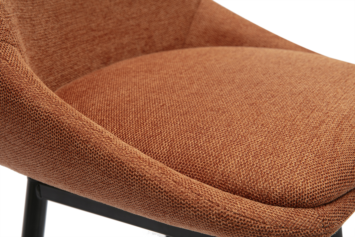 Tabourets de bar pivotants 360� en tissu effet velours textur� terre br�l�e et m�tal H66 cm (lot de 2) ALESS