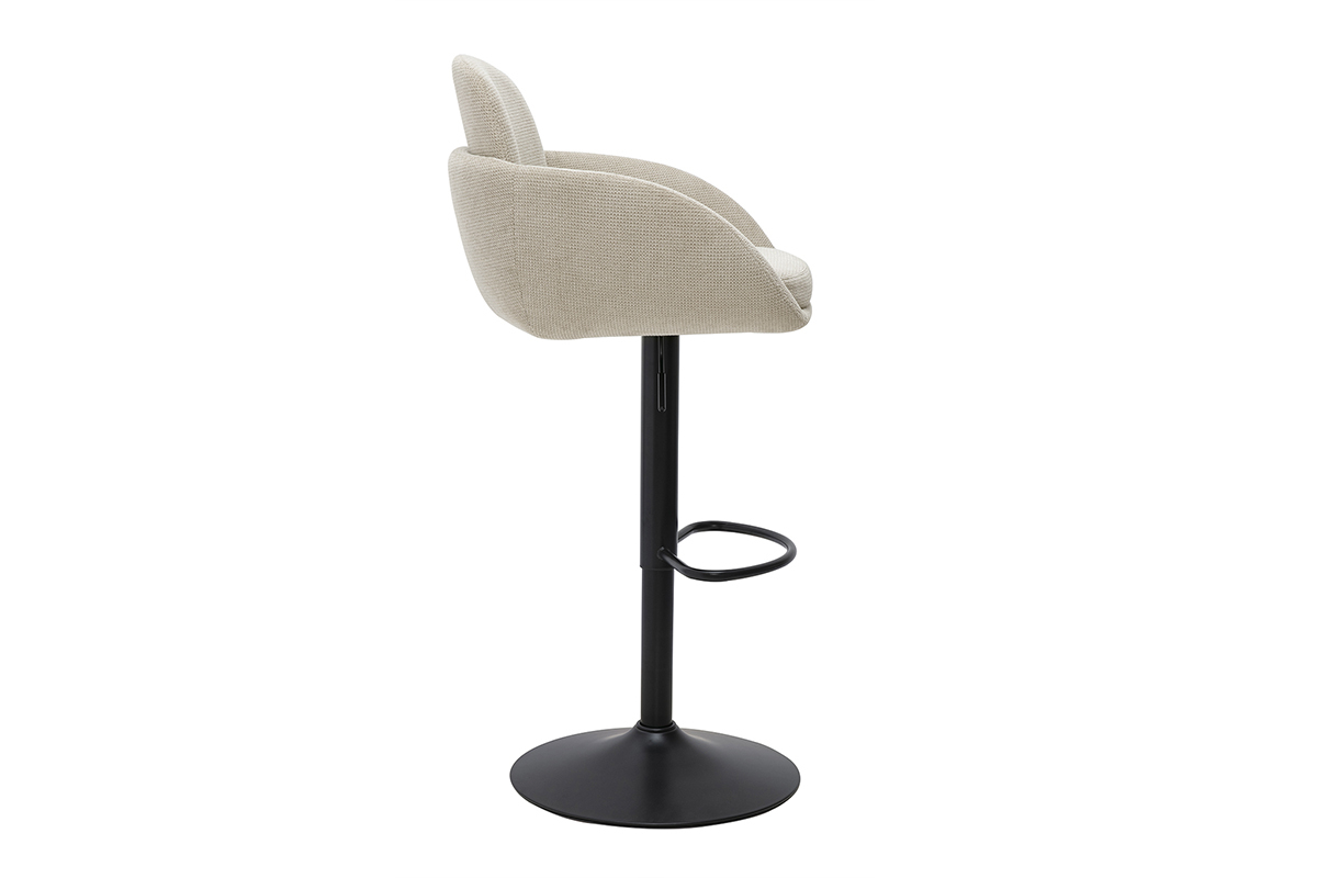 Tabourets de bar r�glable pivotants 360� en tissu chenille beige et m�tal noir (lot de 2) SLAKE