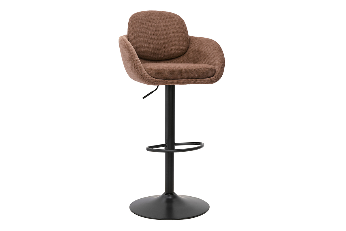 Tabourets de bar r�glable pivotants 360� en tissu chenille terre br�l�e et m�tal noir (lot de 2) SLAKE