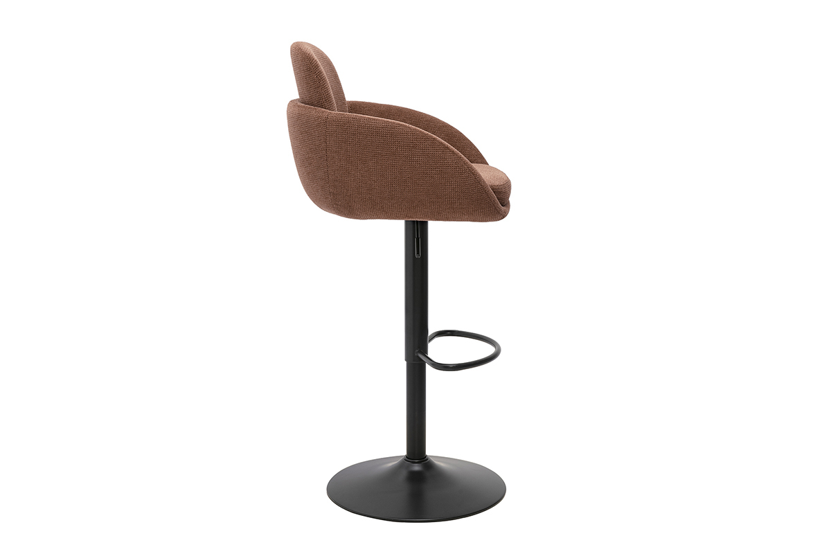 Tabourets de bar r�glable pivotants 360� en tissu chenille terre br�l�e et m�tal noir (lot de 2) SLAKE