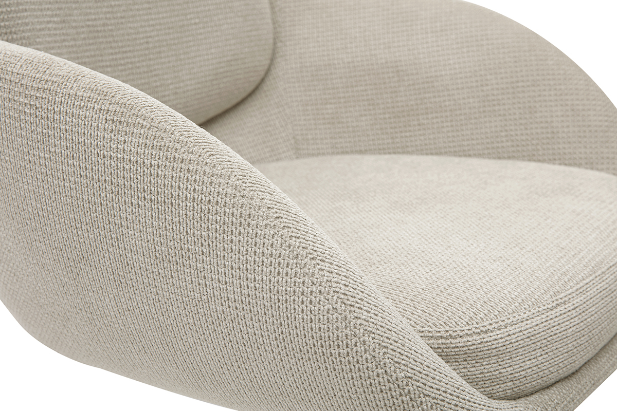 Tabourets de bar r�glable pivotants 360� en tissu effet velours textur� beige et m�tal noir (lot de 2) SLAKE