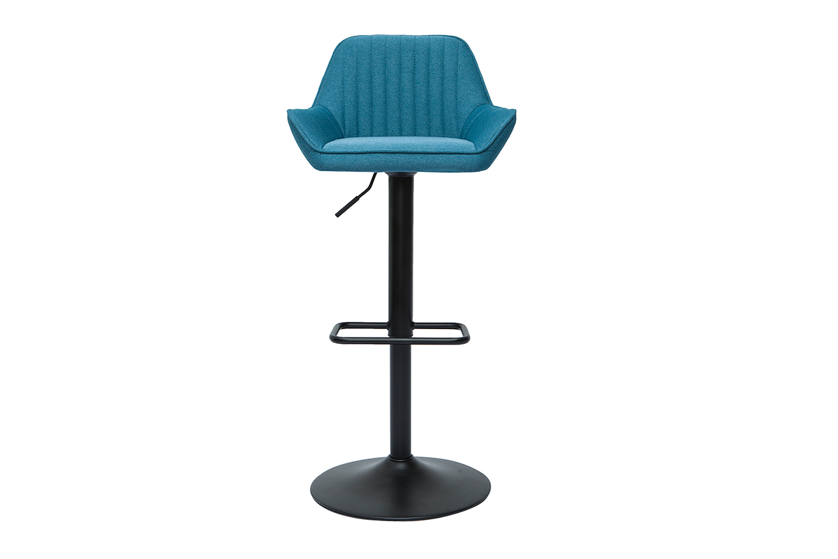 Tabourets de bar rglables design en tissu bleu (lot de 2) RONNIE