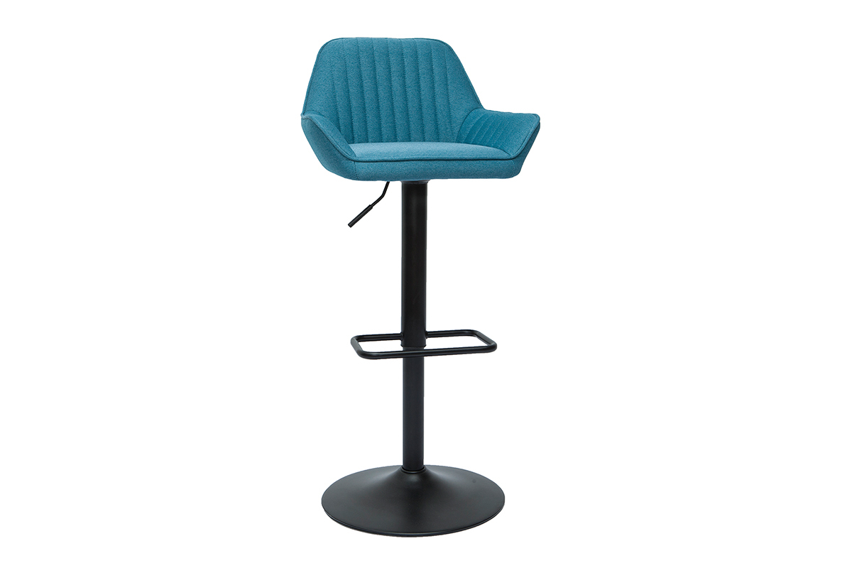 Tabourets de bar rglables design en tissu bleu (lot de 2) RONNIE
