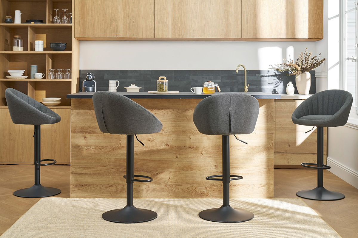 Tabourets de bar rglables design gris anthracite (lot de 2) SHERU