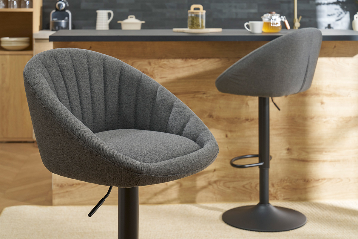 Tabourets de bar rglables design gris anthracite (lot de 2) SHERU