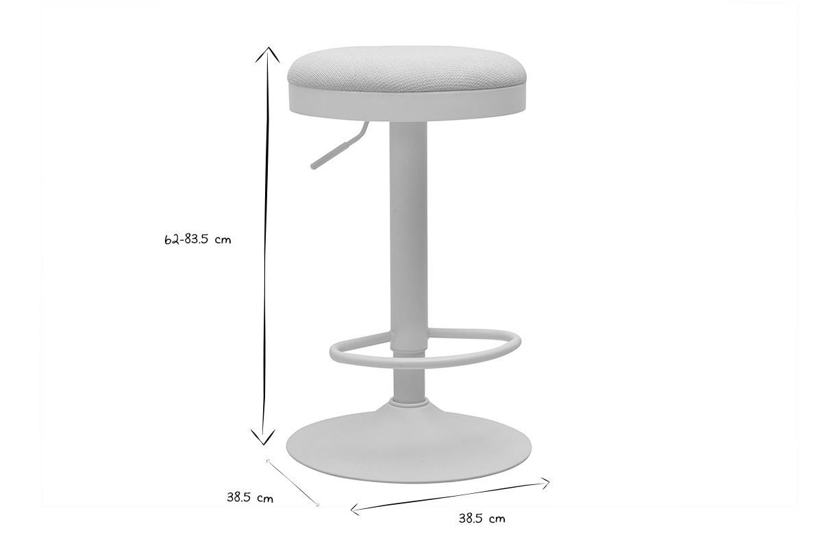 Tabourets de bar r�glables en tissu chenille �cru et m�tal (lot de 2) THOR