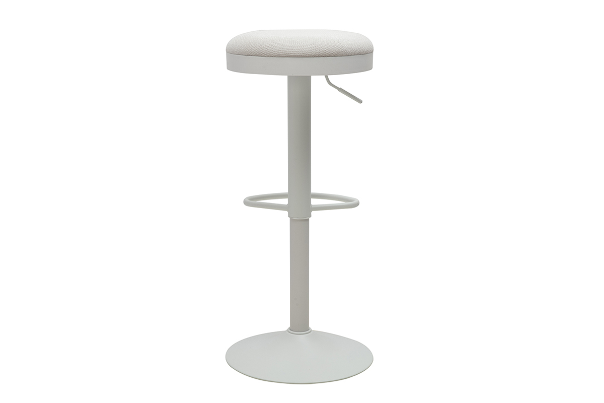 Tabourets de bar r�glables en tissu chenille �cru et m�tal (lot de 2) THOR