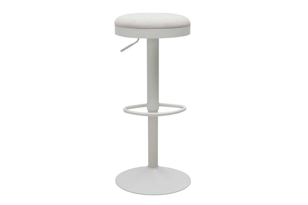 Tabourets de bar r�glables en tissu chenille �cru et m�tal (lot de 2) THOR