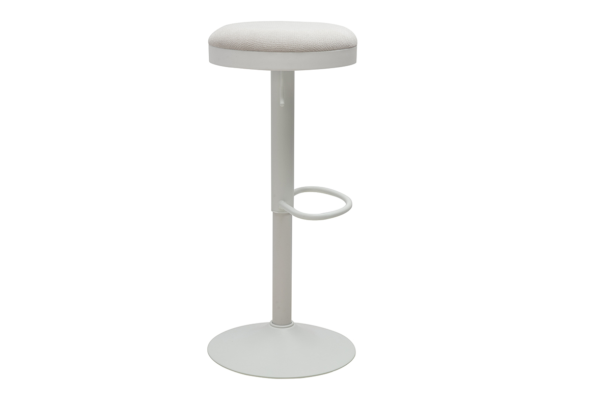 Tabourets de bar r�glables en tissu chenille �cru et m�tal (lot de 2) THOR