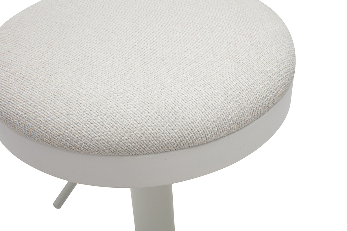 Tabourets de bar r�glables en tissu chenille �cru et m�tal (lot de 2) THOR