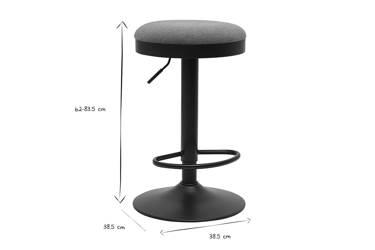Tabourets de bar r�glables en tissu chenille terre br�l�e et m�tal (lot de 2) THOR