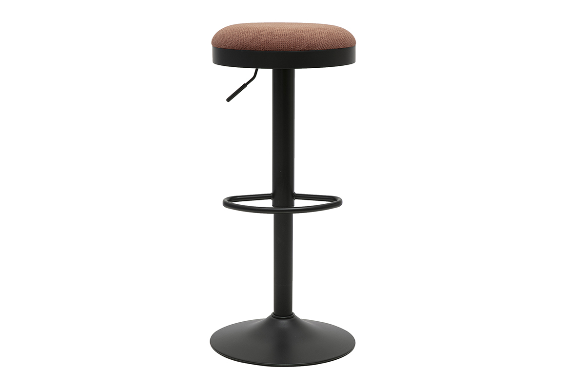 Tabourets de bar r�glables en tissu chenille terre br�l�e et m�tal (lot de 2) THOR