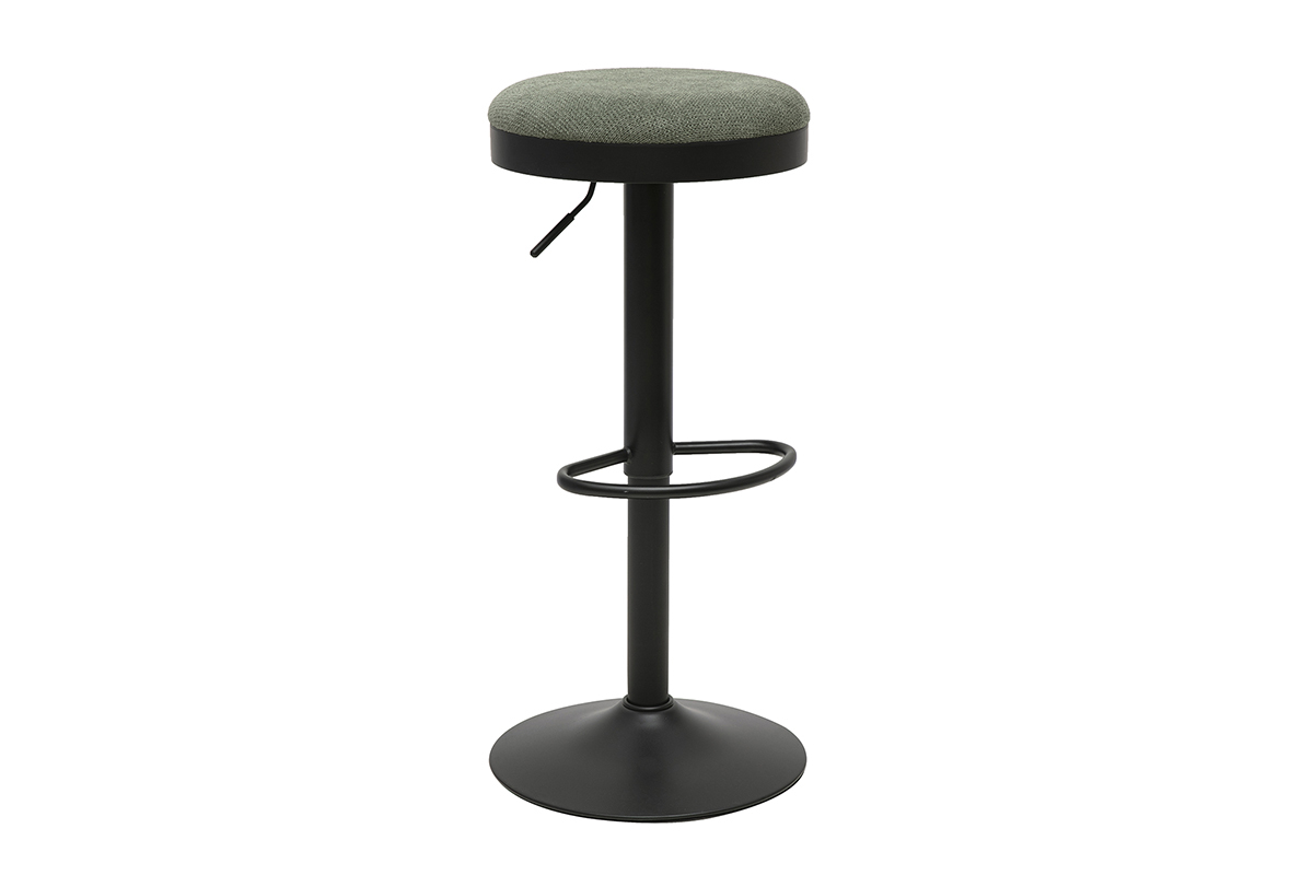 Tabourets de bar r�glables en tissu chenille vert kaki et m�tal (lot de 2) THOR