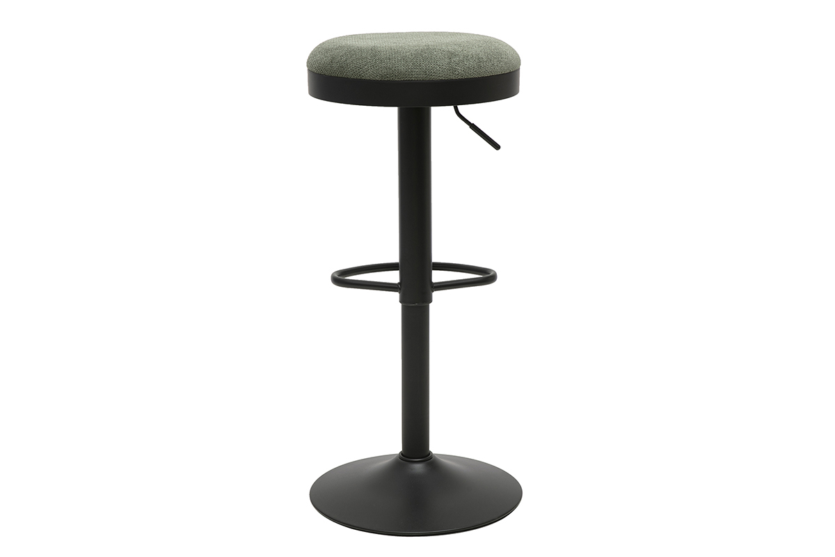 Tabourets de bar r�glables en tissu chenille vert kaki et m�tal (lot de 2) THOR