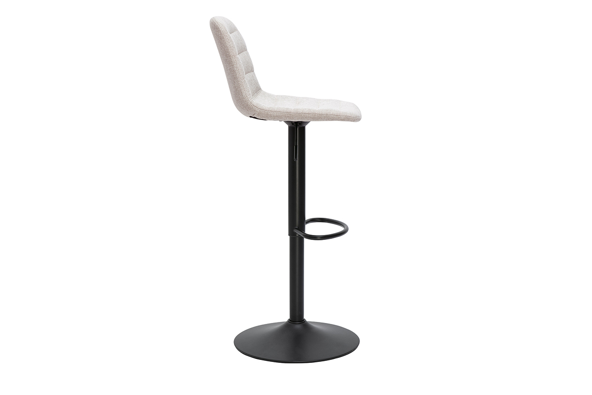 Tabourets de bar rglables en tissu effet velours textur beige et mtal (lot de 2) SAURY