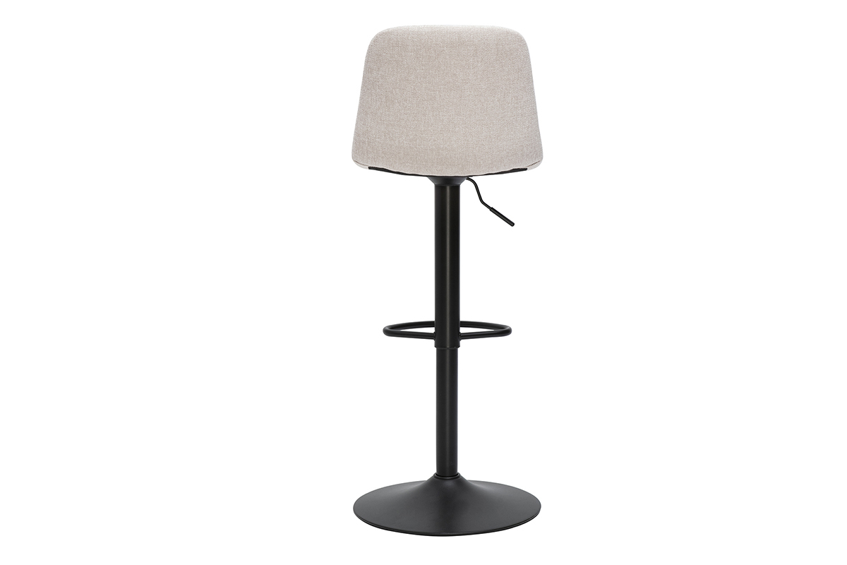 Tabourets de bar rglables en tissu effet velours textur beige et mtal (lot de 2) SAURY