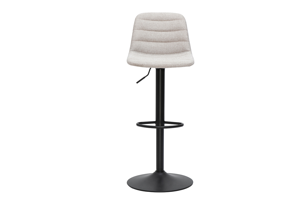 Tabourets de bar rglables en tissu effet velours textur beige et mtal (lot de 2) SAURY